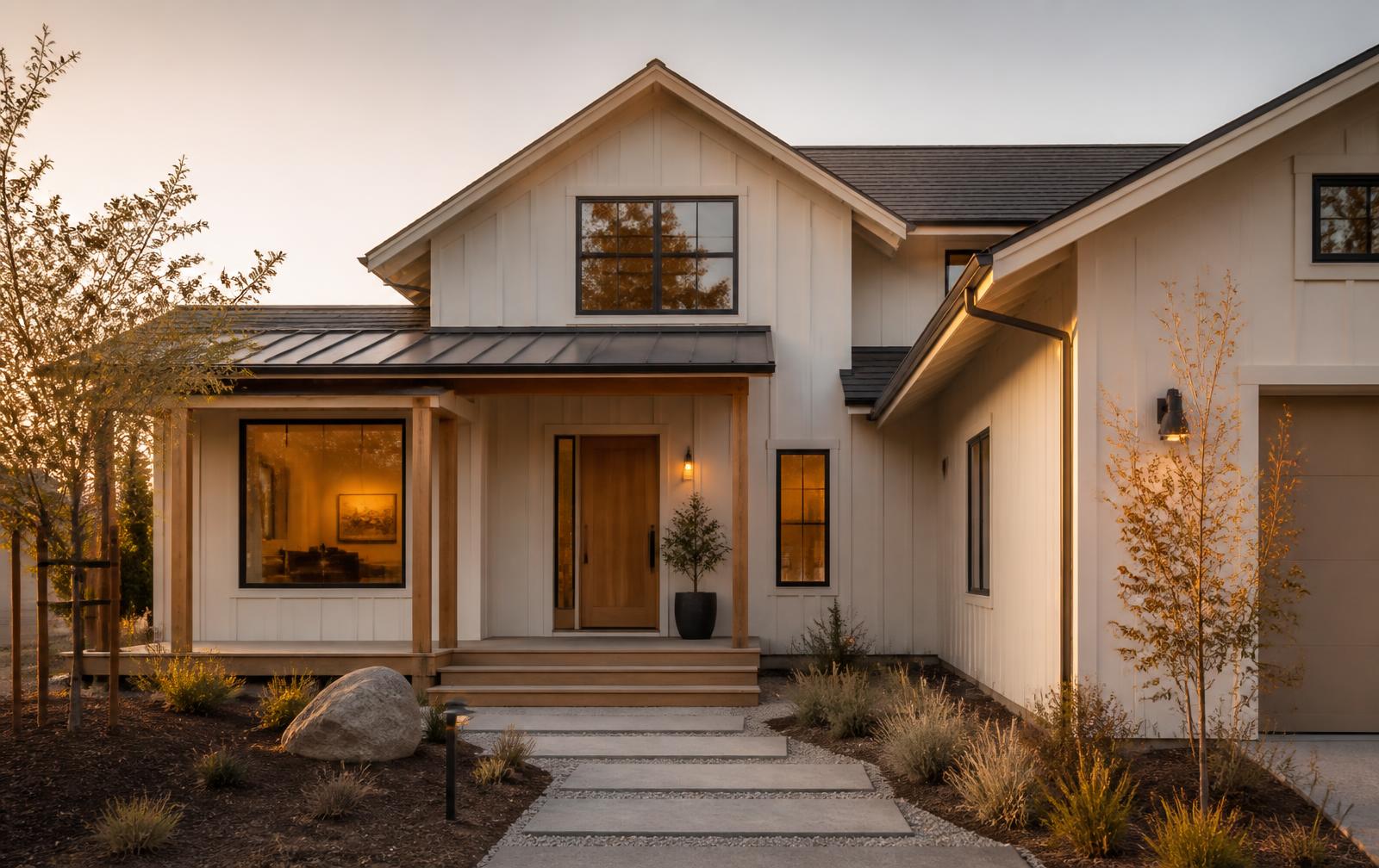 Newly built modern home exterior